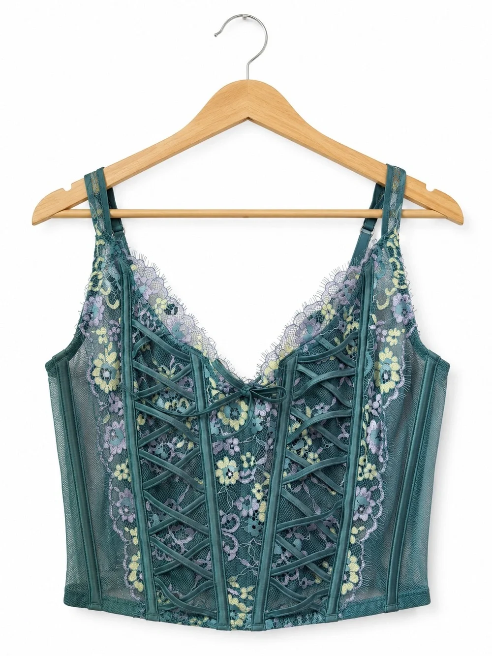 Victoria’s Secret Dream Angels Lace Corset Bralette Seafoam Green NWT Small